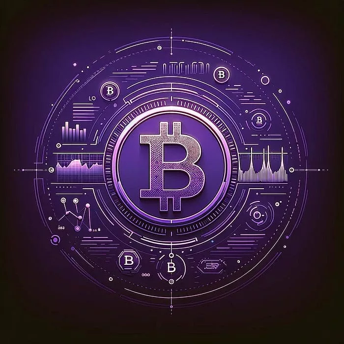 Bitcoin with violet background